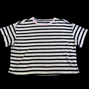 Old Navy Women's Casual Short Sleeve Crewneck Tee Shirt Black Jack & Pink Medium